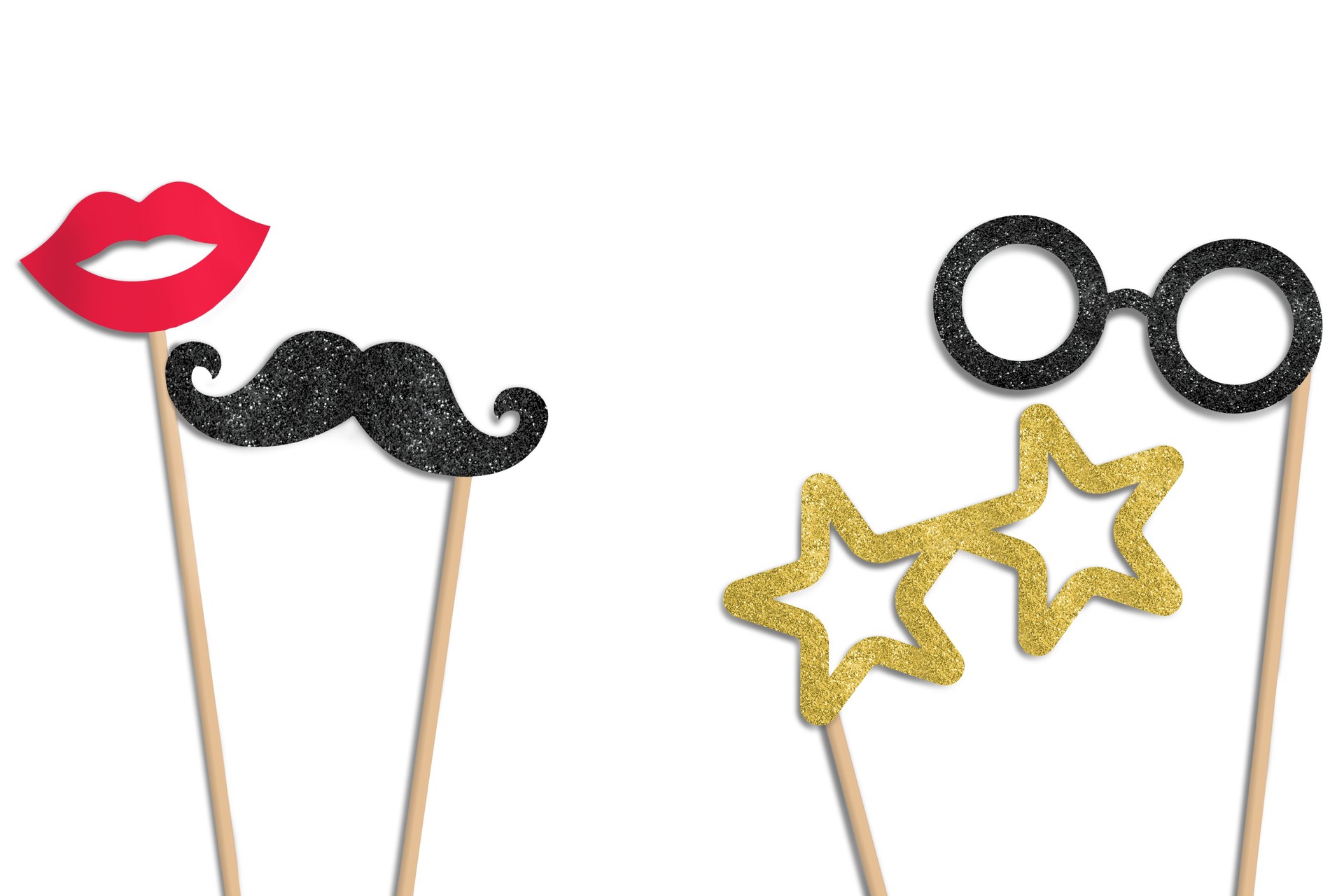 Photo booth colourful props for party on a white background